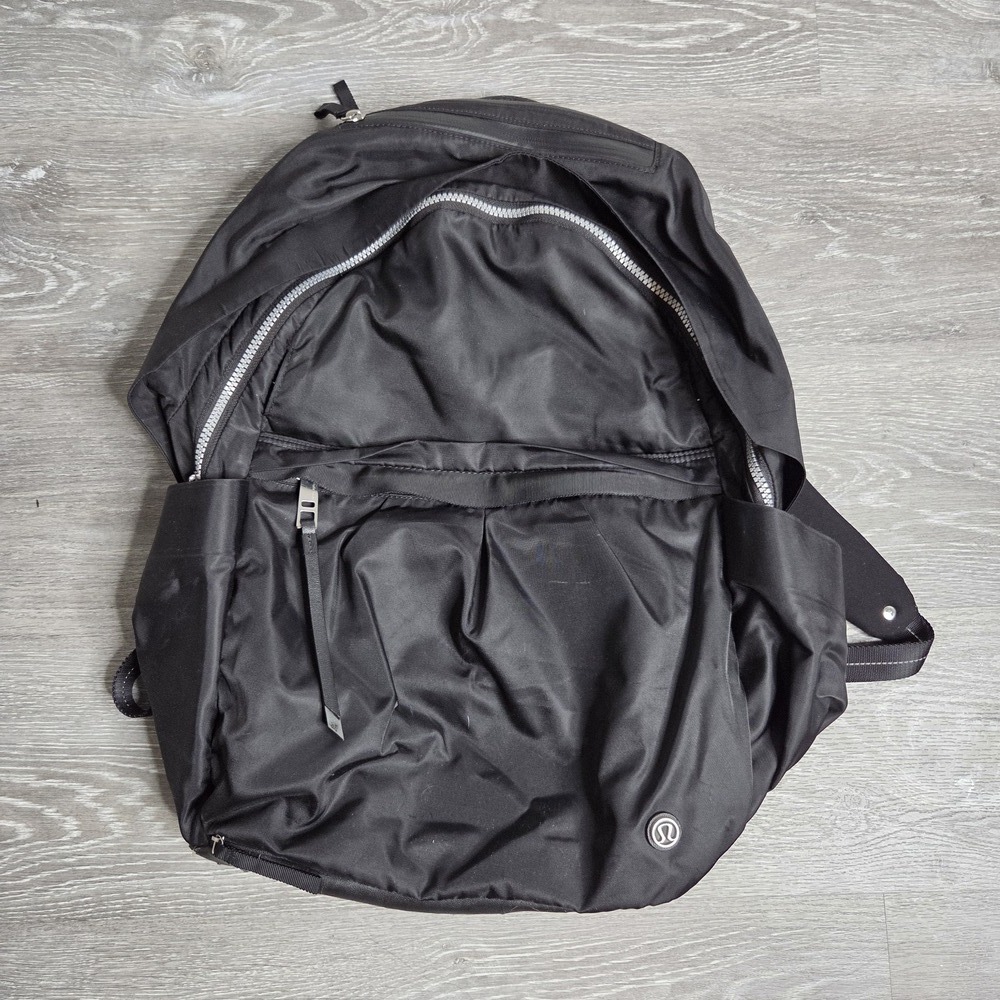 Lululemon Pack It Up Backpack Black Multi-Pocket Travel Bag